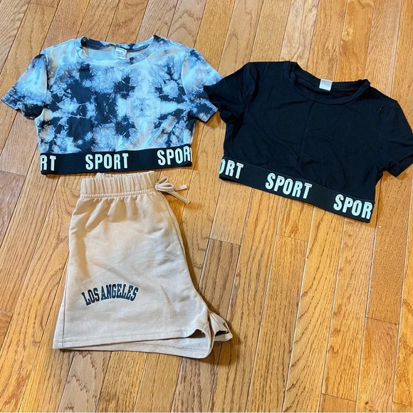2/$25 SHEIN Coolane Girls Crop Top/Tank Sport Digital Printed Tie Dye Black 9Y - Picture 9 of 13